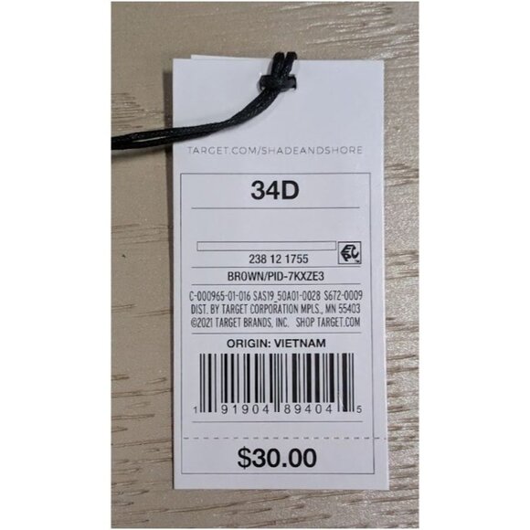 Shade & Shore Women's Lightly Lined Shirred Cup Bikini Top Hazelnut Brown 34D - Picture 3 of 3